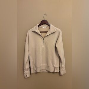 Cable & Gauge Cream Quarter-Zip Sweater